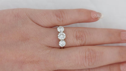Round Natural Diamond Three Stone Engagement Ring