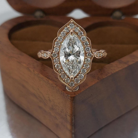 3 Ct IGI Certified Marquise Lab Diamond Engagement Ring