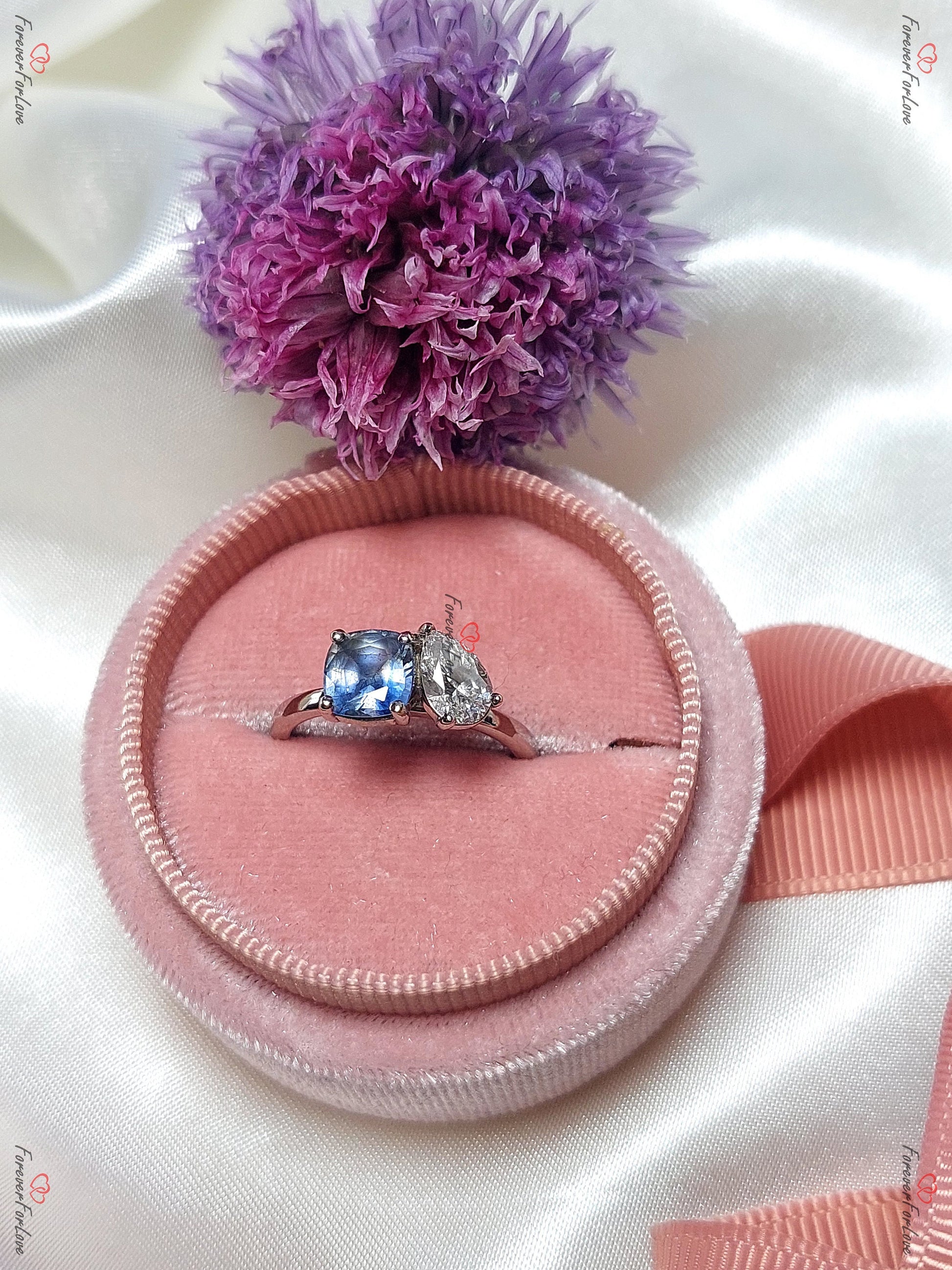 Cushion Diamond, Sapphire Engagement Ring