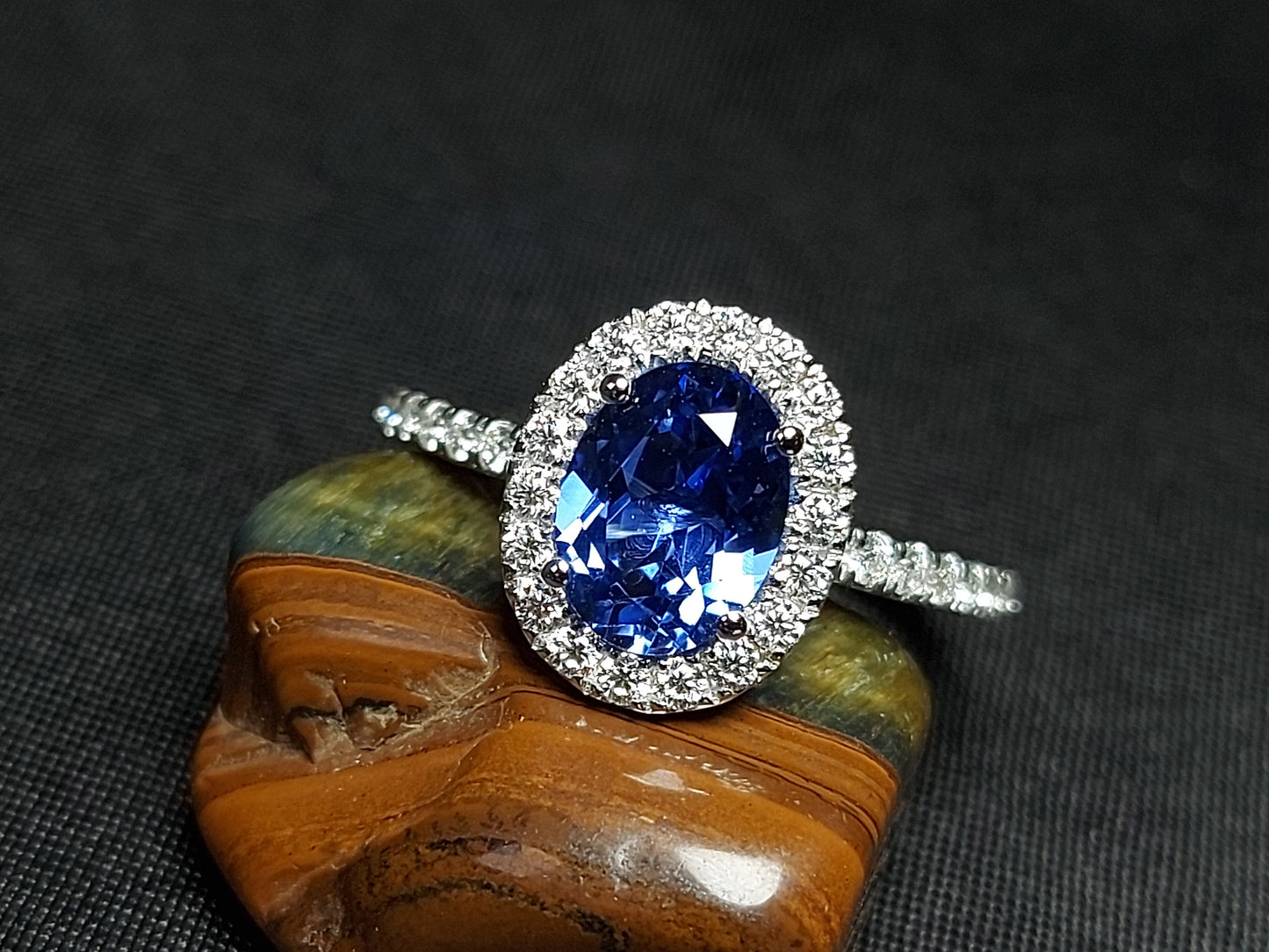 2 Ct Oval Natural Sapphire Engagement Ring Oval cut 1Ct Natural Sapphire engagement ring in 935 Argentium Silver — custom handcrafted by Forever For Love