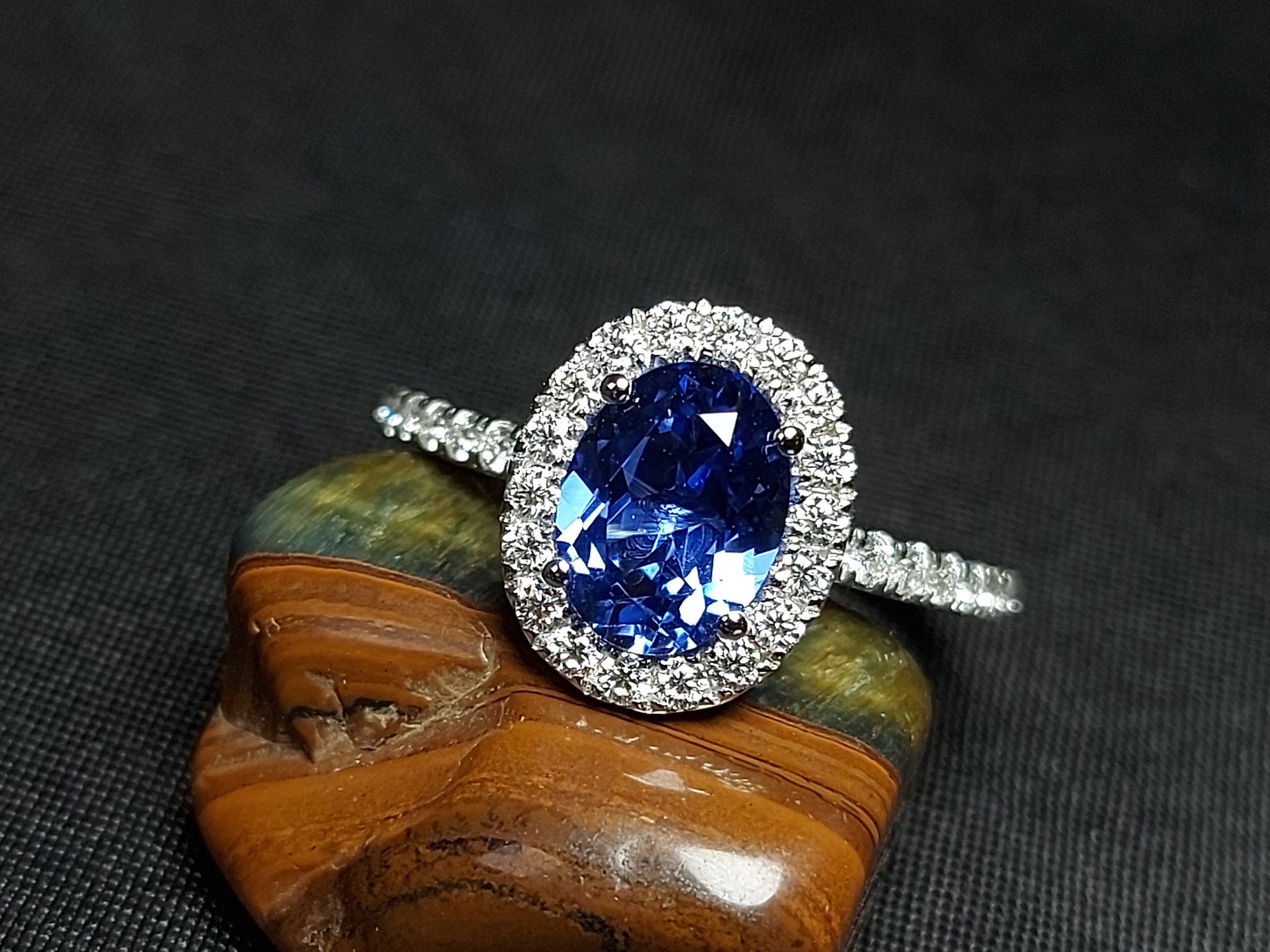 2 Ct Oval Blue Diamond, Sapphire Engagement Ring