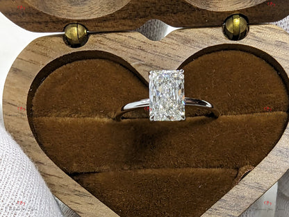 1.5 Ct IGI Certified Radiant Lab Diamond Hidden Halo Engagement Ring
