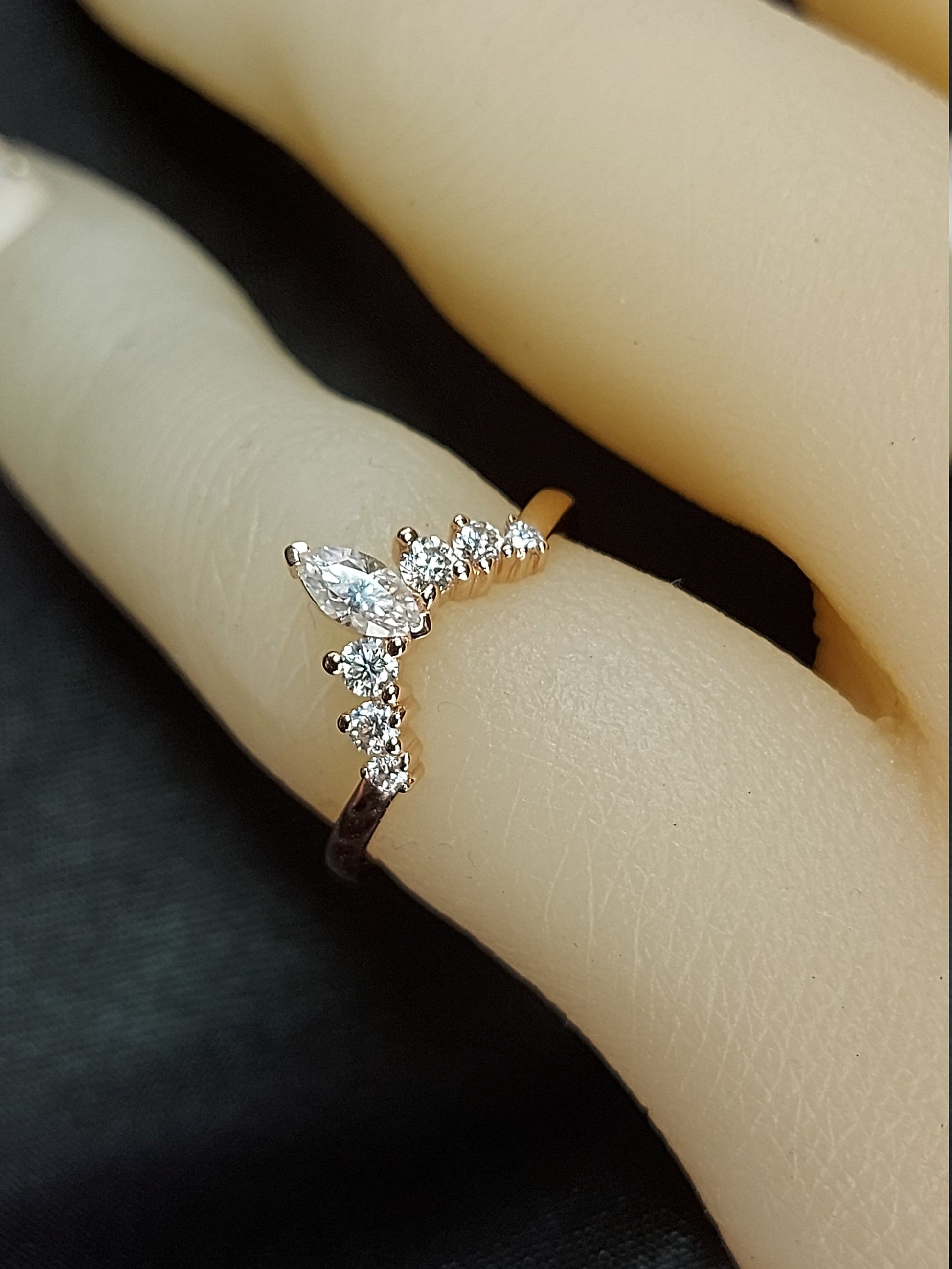 Marquise Moissanite Stacking Ring