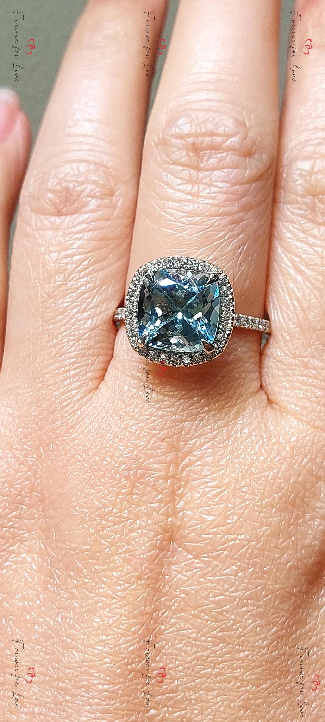 Radiant Diamond, Aquamarine Band