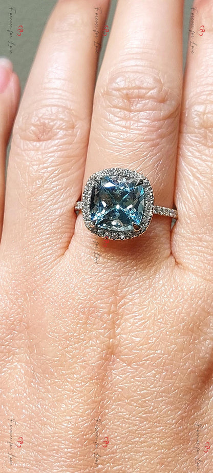 Radiant Diamond, Aquamarine Band