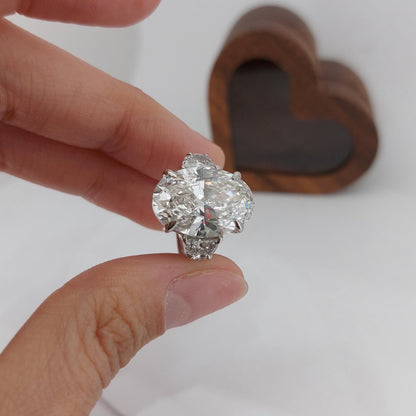 12 Ct Oval Diamond Three Stone Engagement Ring