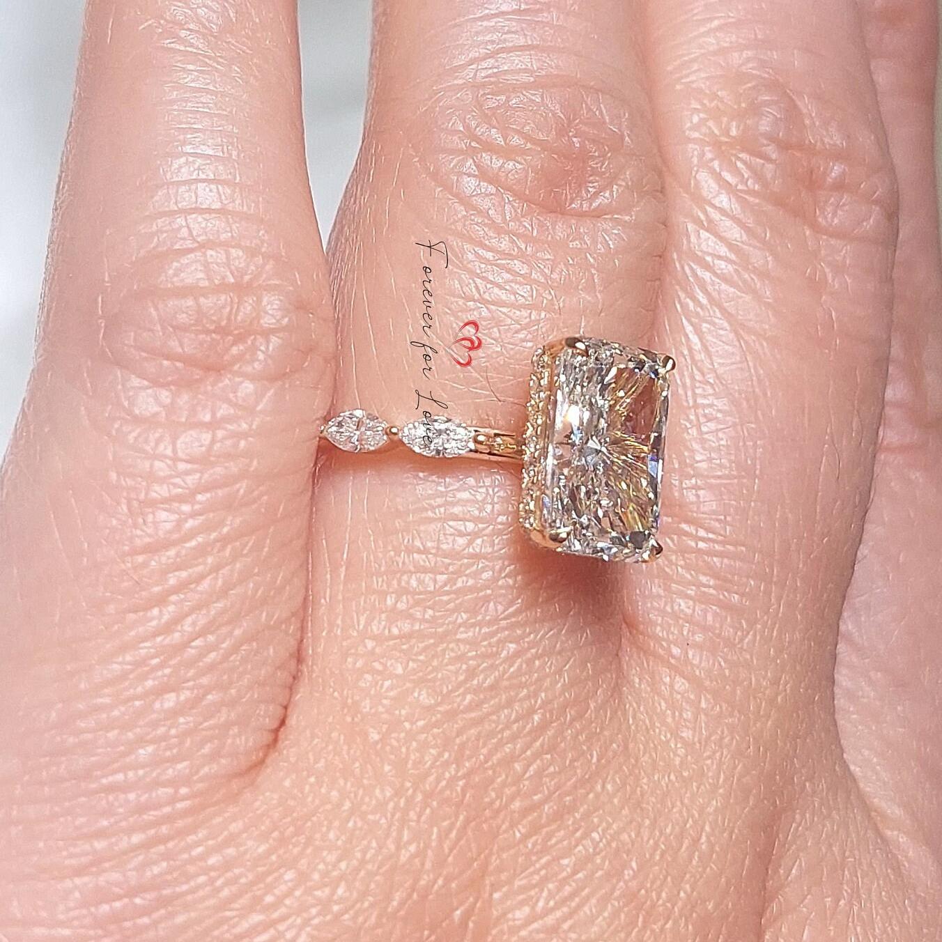 3.5 Ct IGI Certified Radiant Lab Diamond Solitaire Engagement Ring Radiant cut 1Ct Moissanite Brilliant Cut engagement ring in 935 Argentium Silver — custom handcrafted by Forever For Love