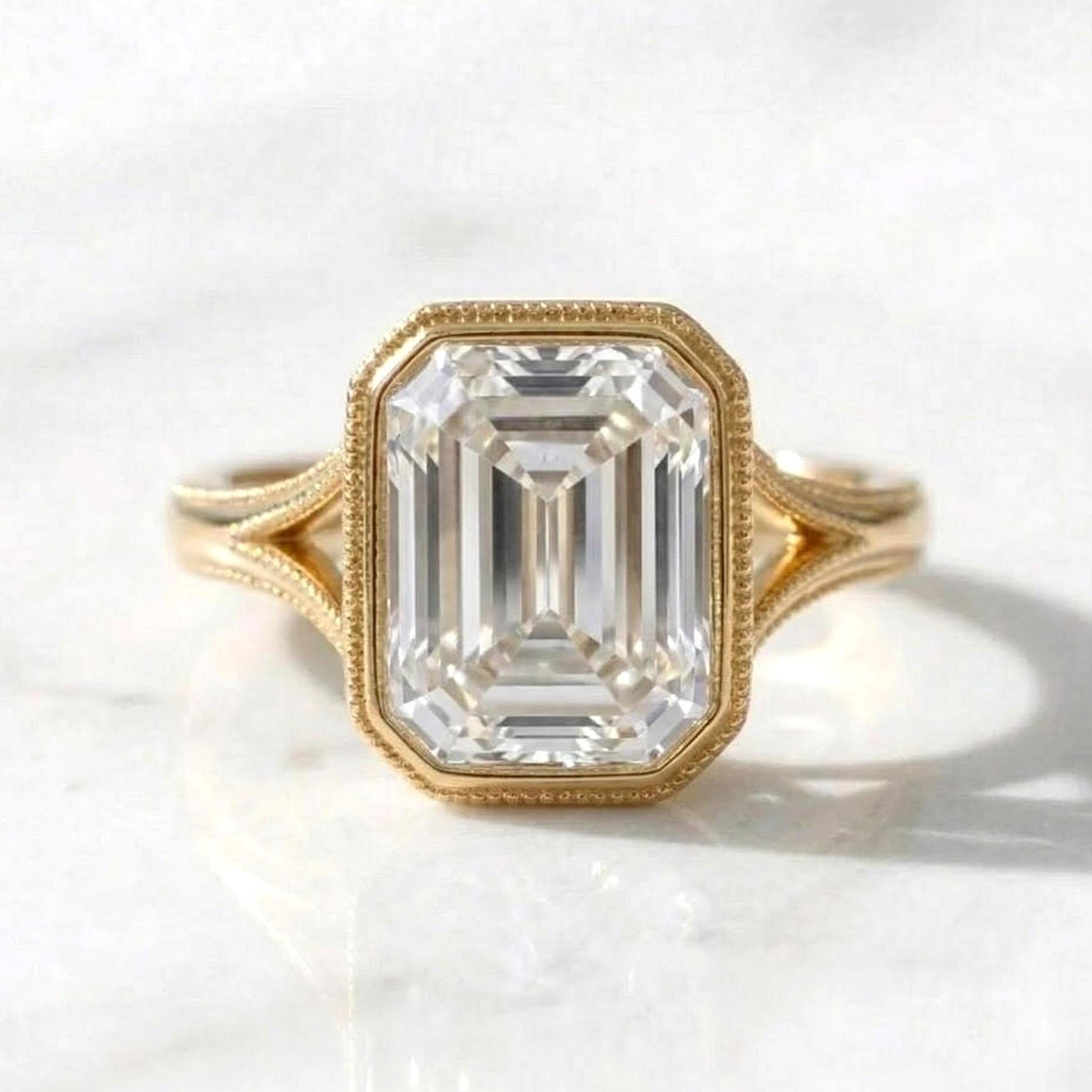 3 Ct IGI Certified Emerald Diamond, Emerald Engagement Ring