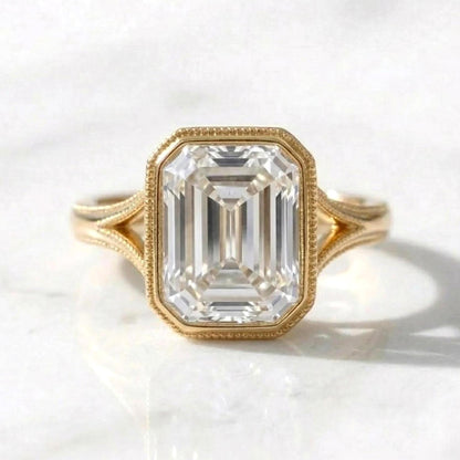 3 Ct IGI Certified Emerald Diamond, Emerald Engagement Ring