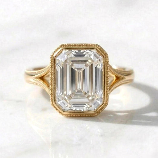 3 Ct IGI Certified Emerald Diamond, Emerald Engagement Ring