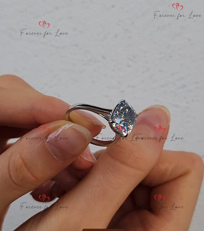 5 Ct Cushion Moissanite Solitaire Engagement Ring