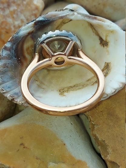 Round Natural Diamond, Moissanite Halo Engagement Ring