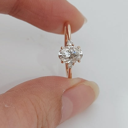 1.50 Ct Oval Moissanite Three Stone Ring