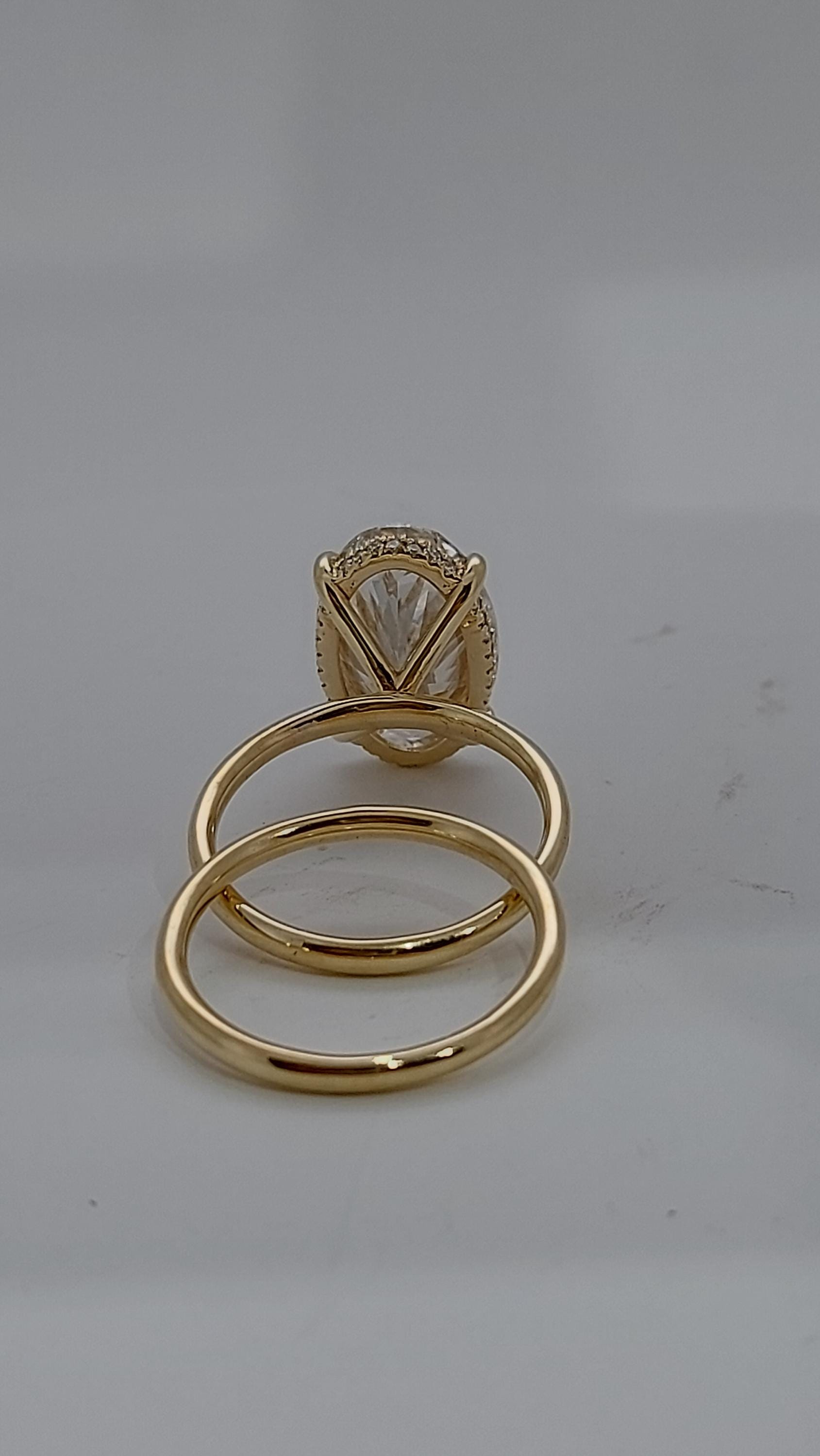 7 Ct Oval Lab Diamond Hidden Halo Engagement Ring