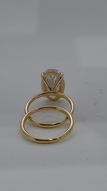 7 Ct Oval Lab Diamond Hidden Halo Engagement Ring