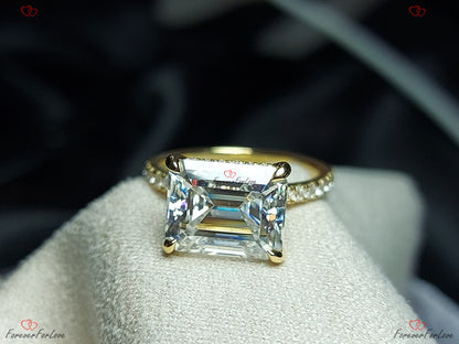 Emerald Moissanite Solitaire Engagement Ring