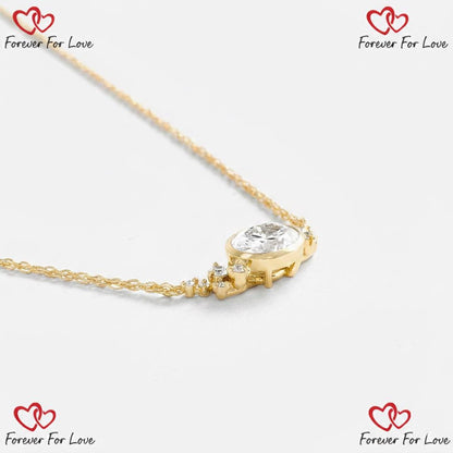 1ct Oval-Diamant-Halskette, 14k Gelbgold, zierliche minimalistische ovale Anhänger, Labor-Diamant Damen-Halskette, besonderes Geschenk für Sie.