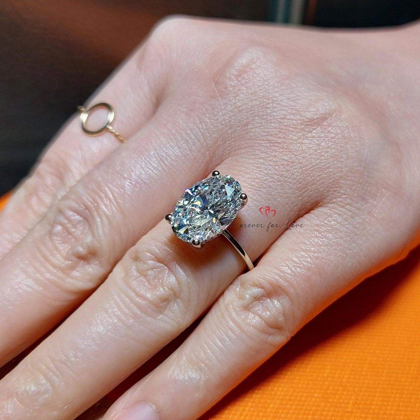 5.28 Ct Oval Lab Diamond Engagement Ring Oval cut 1Ct Moissanite Brilliant Cut engagement ring in 935 Argentium Silver — custom handcrafted by Forever For Love
