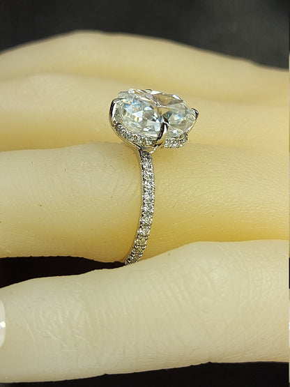 5 Ct Cushion Moissanite Hidden Halo Engagement Ring