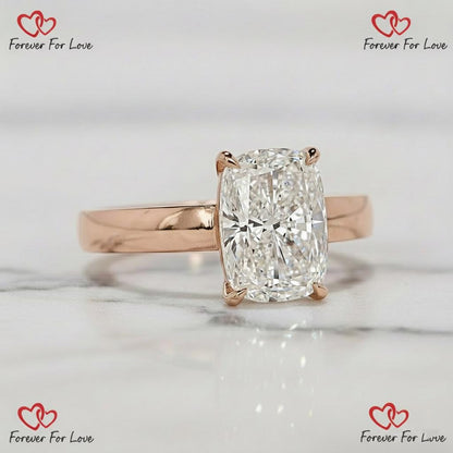 4 Ct IGI Certified Cushion Lab Diamond Solitaire Engagement Ring