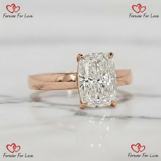 4 Ct IGI Certified Cushion Lab Diamond Solitaire Engagement Ring