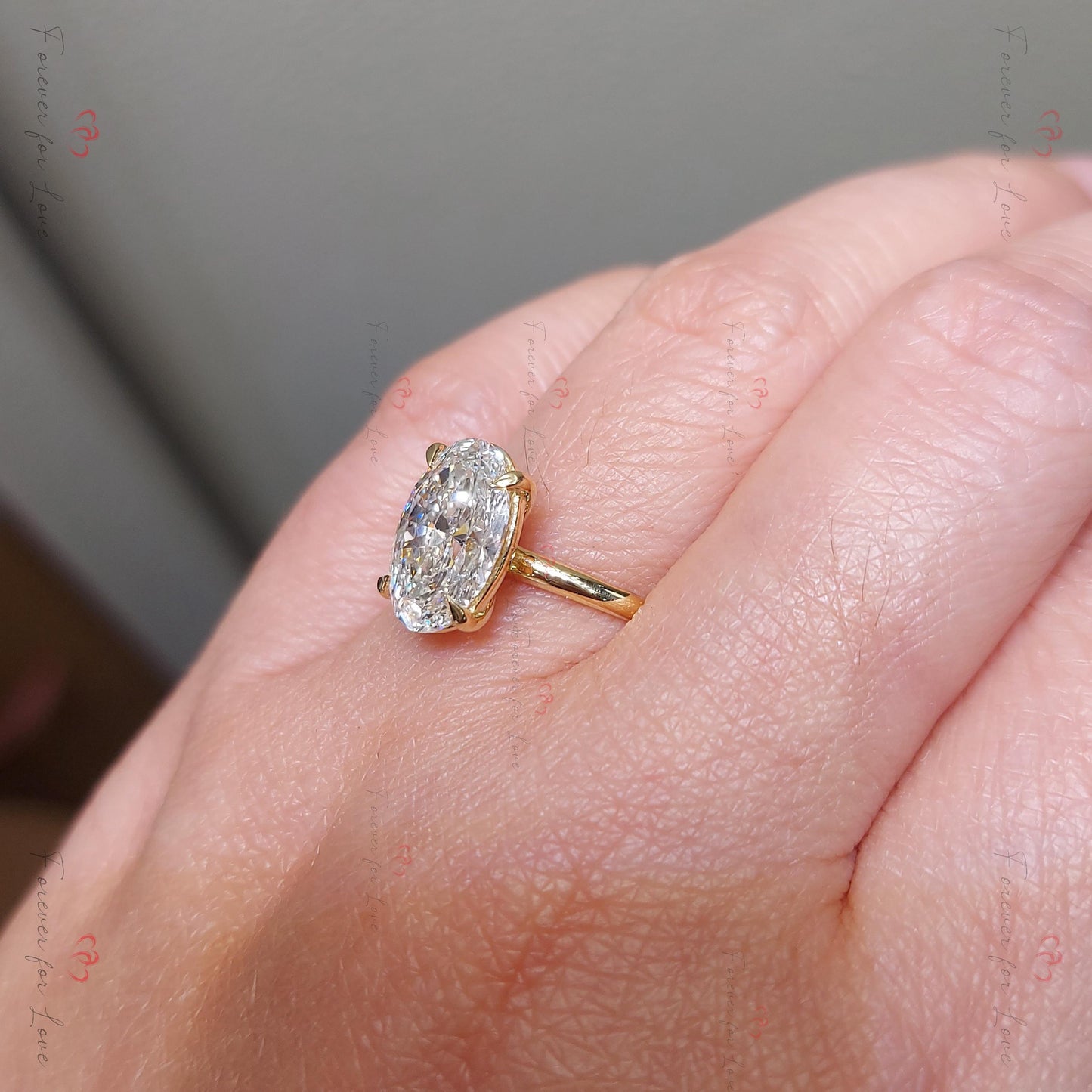 4 Ct Oval Lab Diamond with Pavé Band Oval cut 1Ct Moissanite Brilliant Cut engagement ring in 935 Argentium Silver — custom handcrafted by Forever For Love