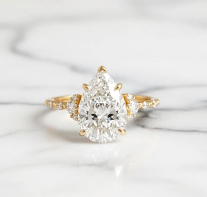 3 Ct IGI Certified Pear Lab Diamond Engagement Ring