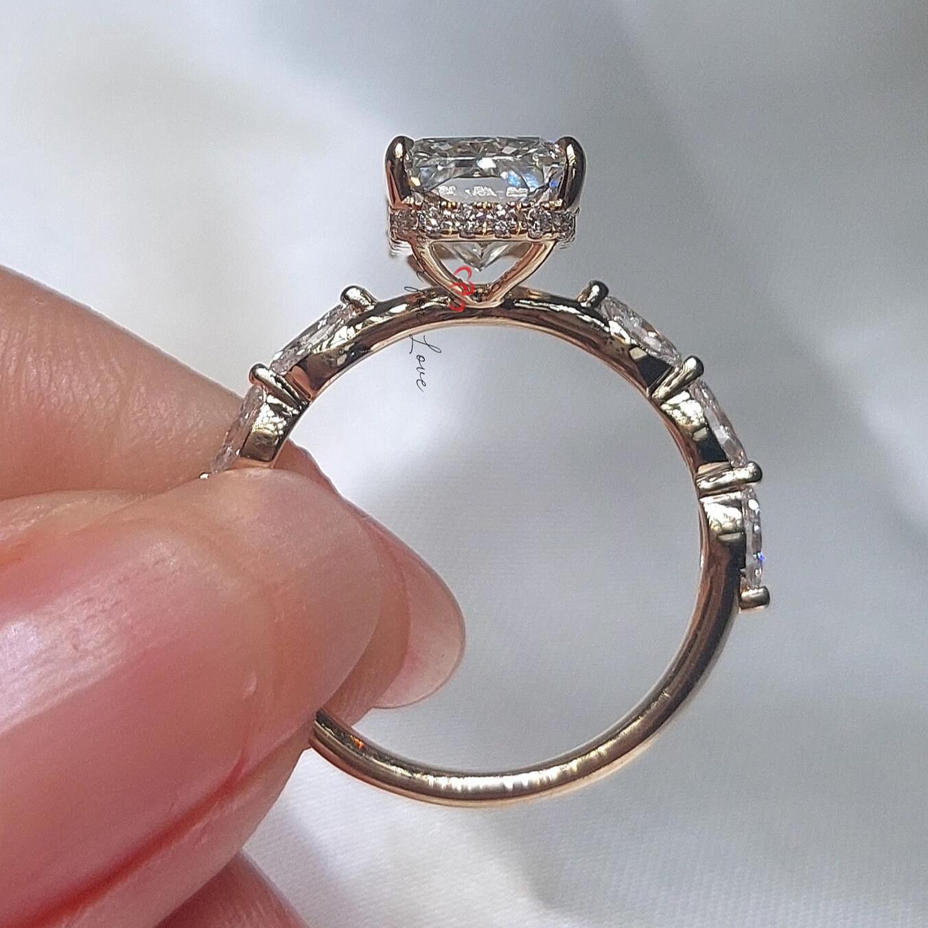 3.5 Ct IGI Certified Radiant Lab Diamond Solitaire Engagement Ring Radiant cut 1Ct Moissanite Brilliant Cut engagement ring in 935 Argentium Silver — custom handcrafted by Forever For Love