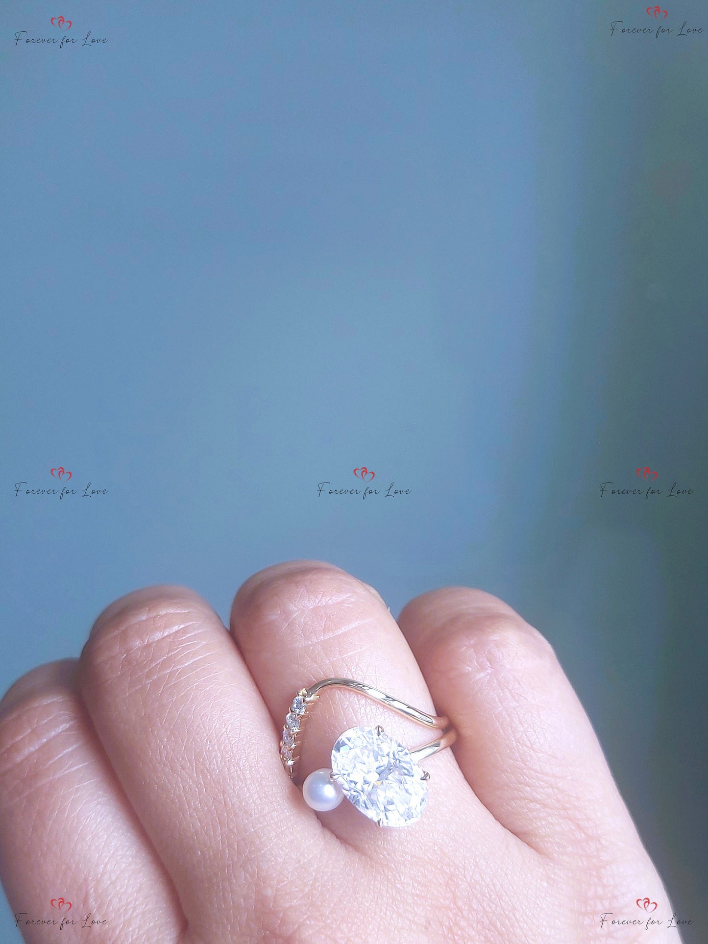 5 Ct Oval Moissanite Engagement Ring Oval cut Moissanite Brilliant Cut engagement ring in 935 Argentium Silver — custom handcrafted by Forever For Love