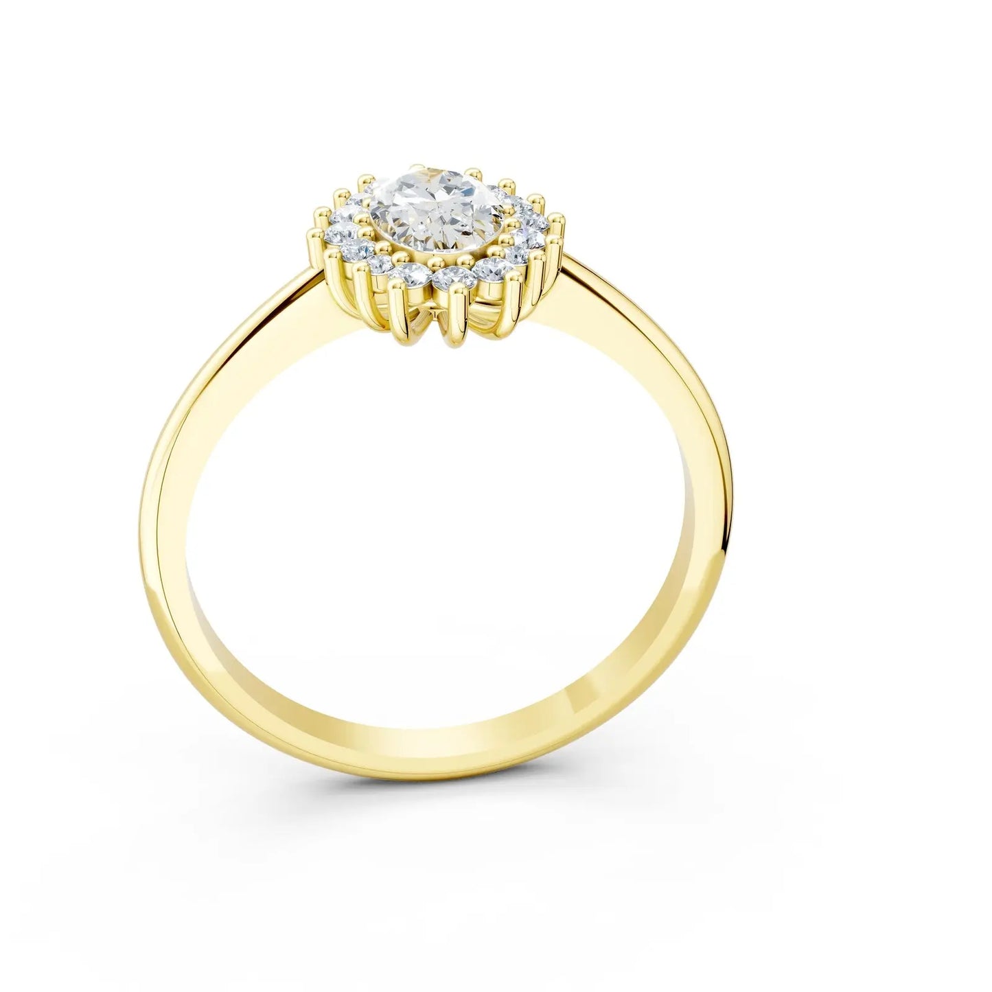 Oval Center Stone with Round Diamond Flower Halo Engagement Ring Forever For Love