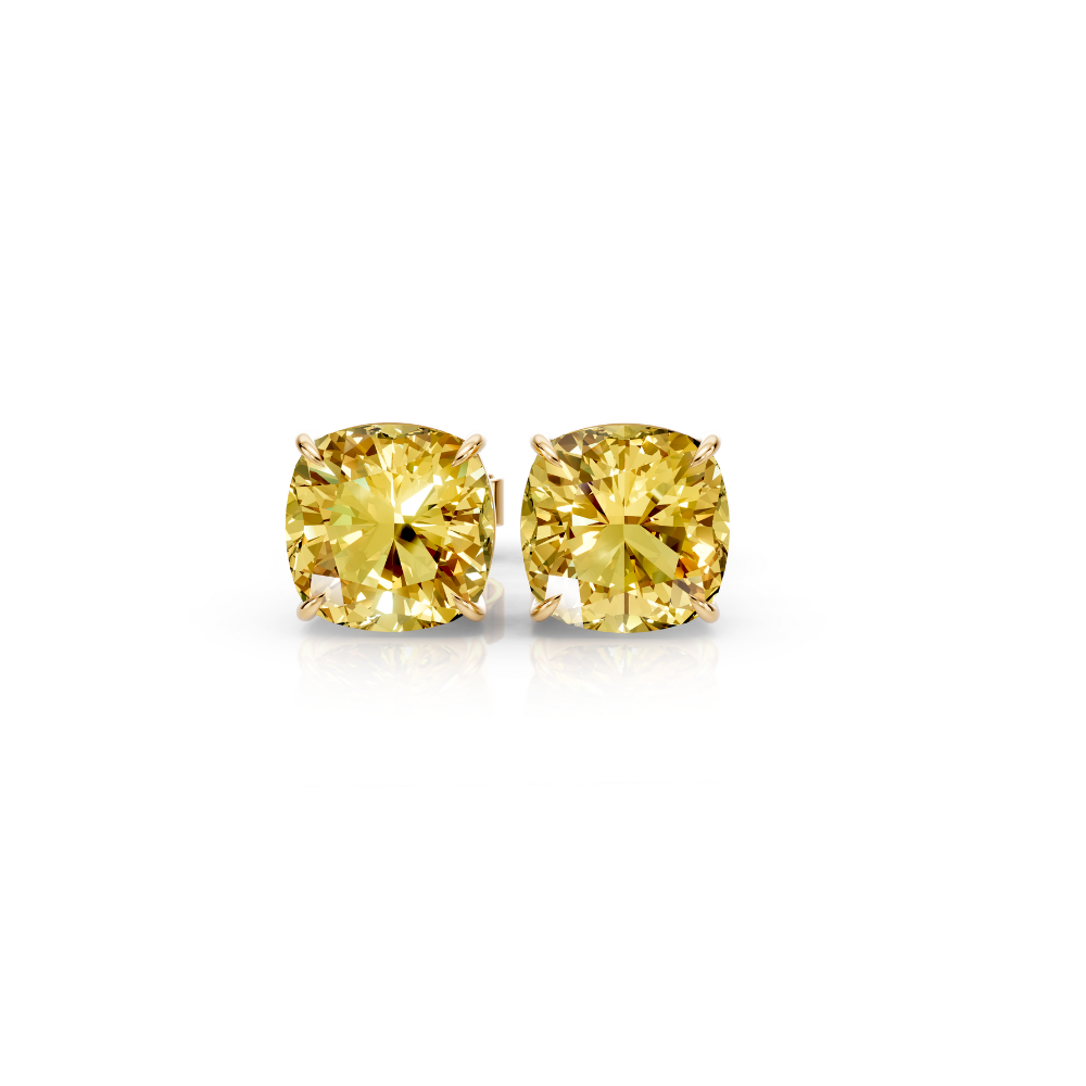 Puces d'oreilles diamant de couleur taille coussin Moissanite engagement ring in Gold or Platinum — custom handcrafted by Forever For Love