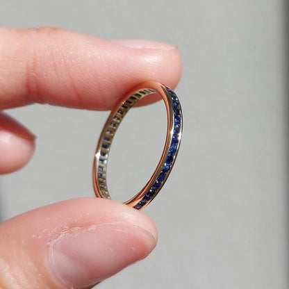 Round Blue Sapphire Full Eternity Band
