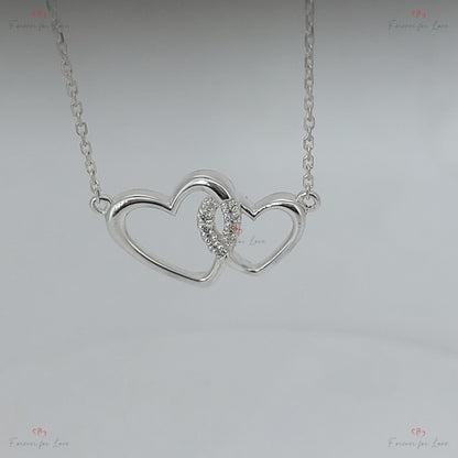 Collier Cœur Diamant, Or Blanc 14 carats, Pendentif Cœur Minimaliste Délicat, Véritable Collier Diamant Femme, Cadeau Saint-Valentin pour elle.