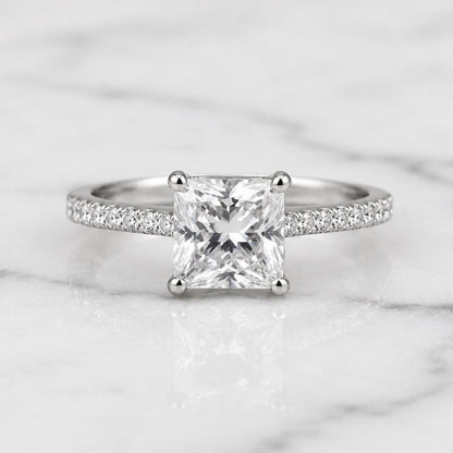 1.25 Ct Princess Lab Diamond Engagement Ring