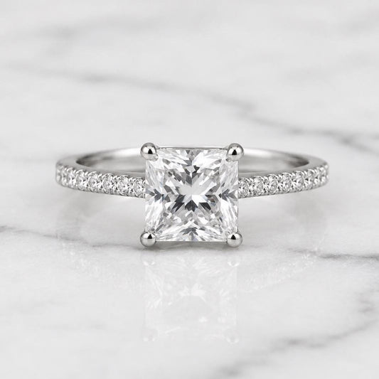 1.25 Ct Princess Lab Diamond Engagement Ring