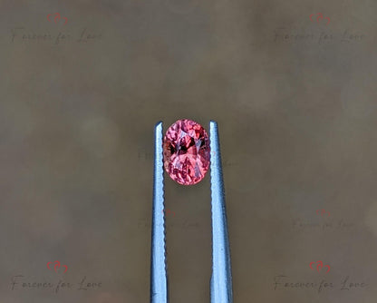 Saphir Padparadscha 0,69 carats, Pierre précieuse naturelle de Ceylan de forme ovale non chauffée non traitée, 5,5 x 4 x 3,8 mm