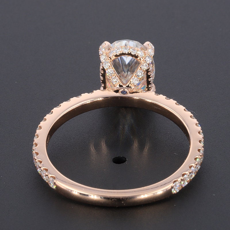 2 Ct Oval Moissanite Crushed Ice Eternity Engagement Ring Oval cut 1Ct Moissanite Brilliant Cut engagement ring in 935 Argentium Silver — custom handcrafted by Forever For Love