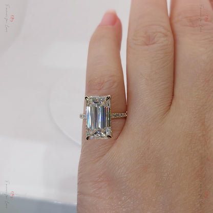 5 Ct Emerald Diamond, Moissanite, Emerald Solitaire Engagement Ring