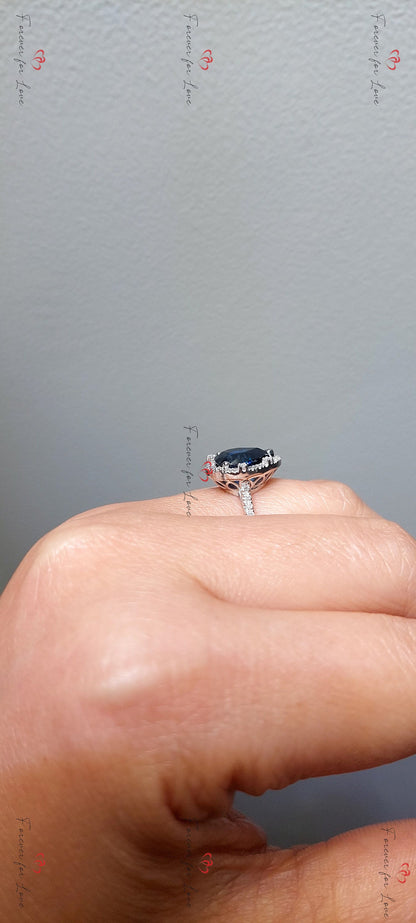 3.6 Ct Blue Diamond, Sapphire Engagement Ring