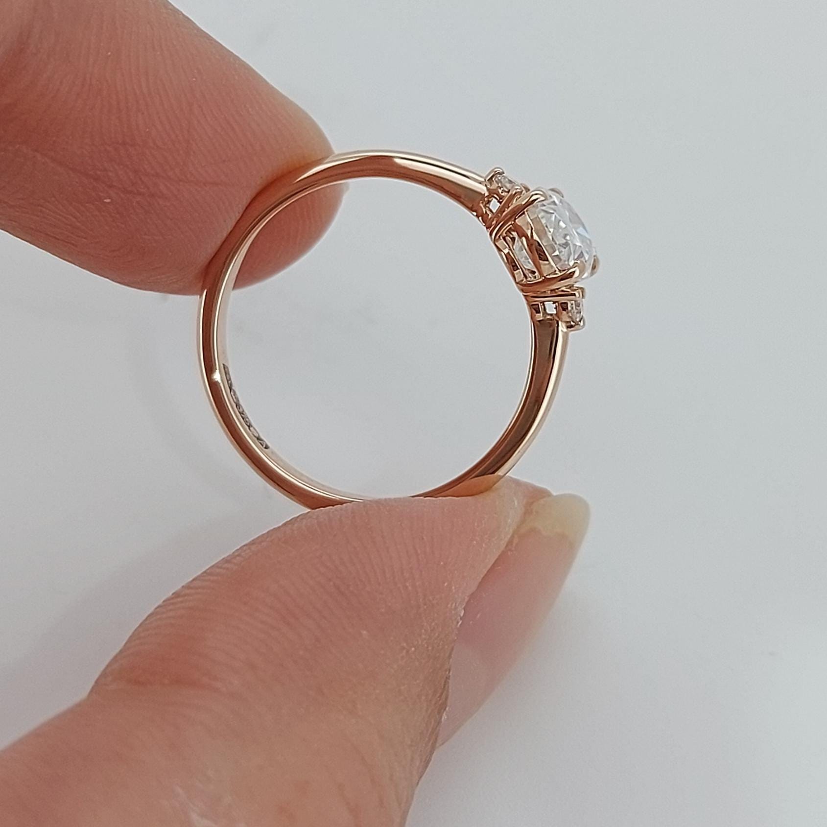 1.50 Ct Oval Moissanite Three Stone Ring