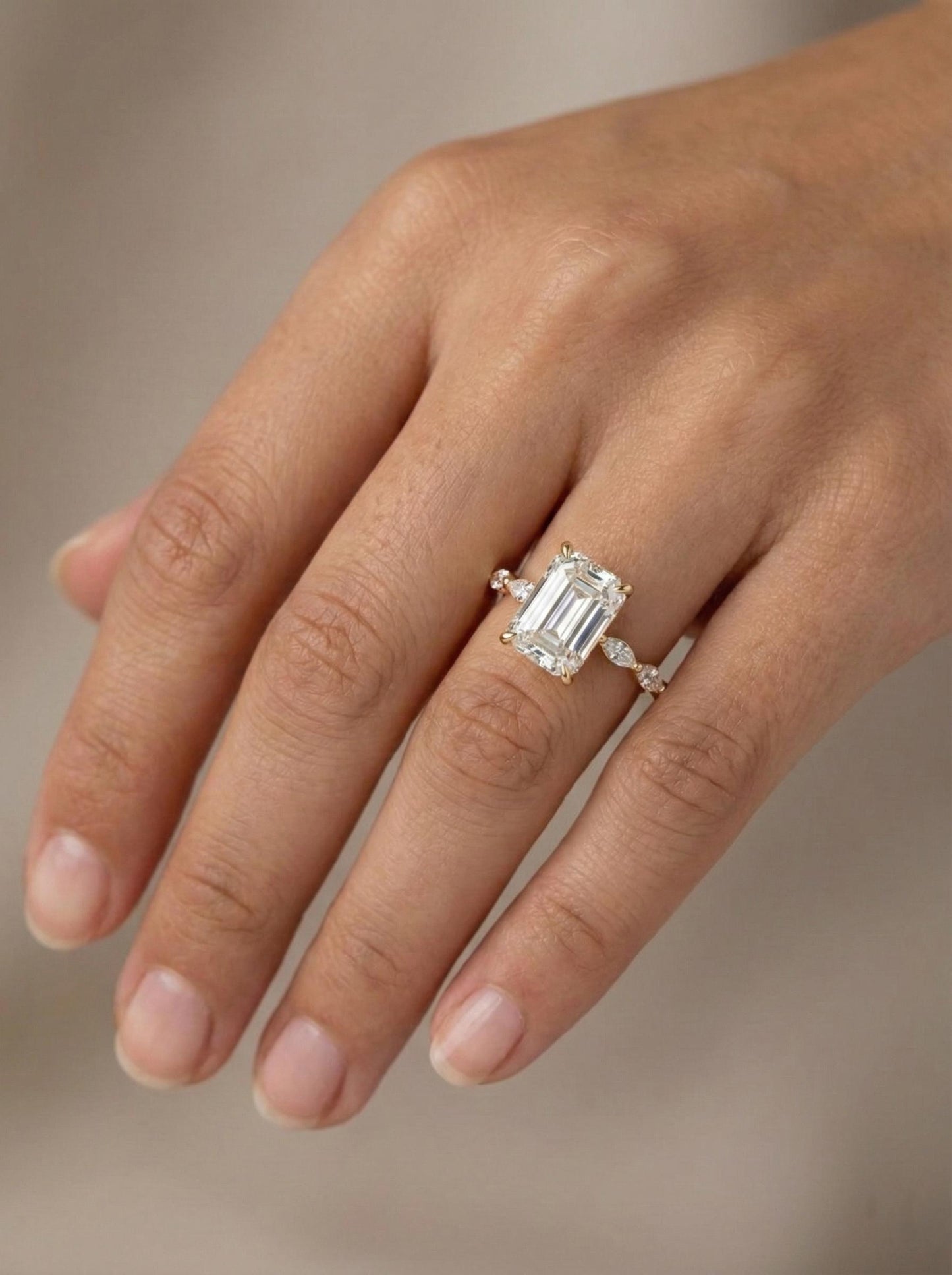 5.5 Ct IGI Certified Emerald Lab Diamond Engagement Ring Emerald cut 1Ct Moissanite Brilliant Cut engagement ring in 935 Argentium Silver — custom handcrafted by Forever For Love