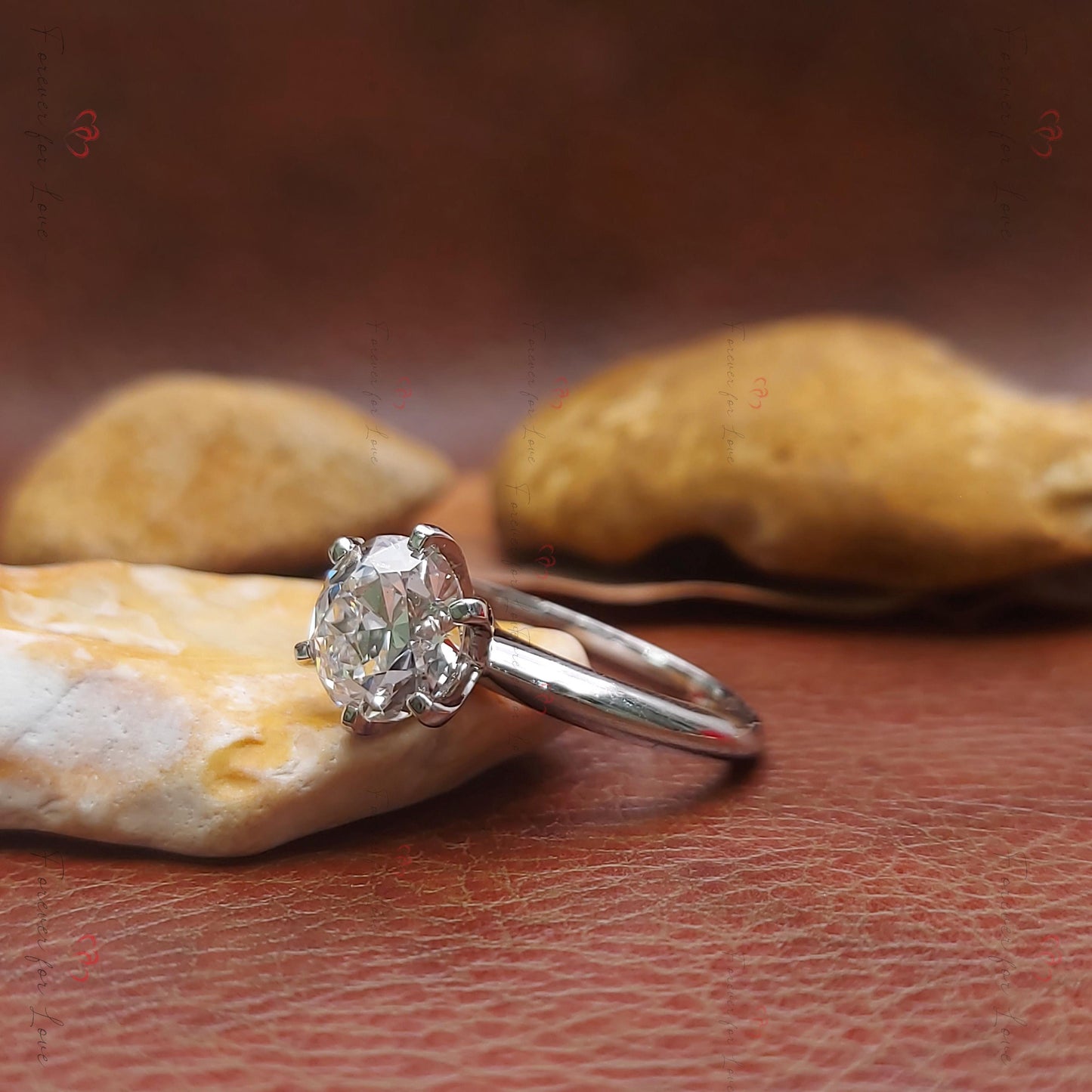 2 Karat IGI zertifizierter Alt-Europäischer Labor-Diamant Verlobungsring Moissanite engagement ring in 935 Argentium Silber — custom handcrafted by Forever For Love
