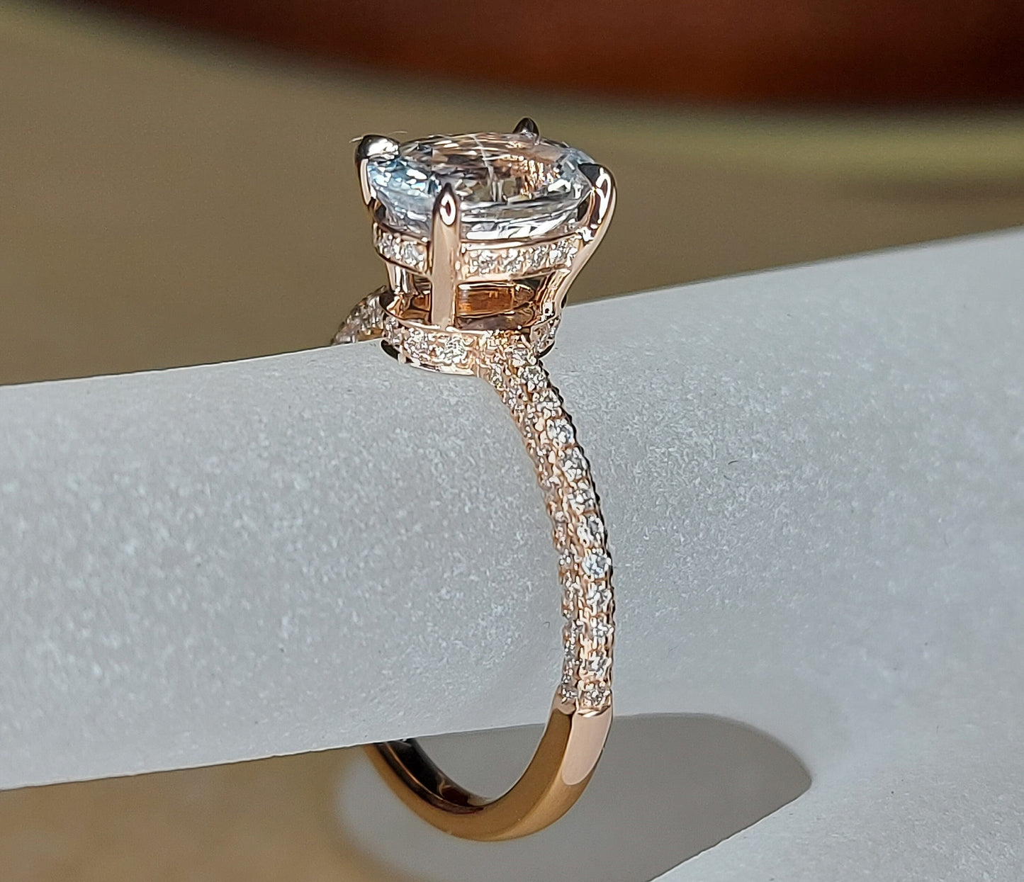 White Sapphire Engagement Ring oval cut, Blake Lively ring Natural Certified 14k rose gold diamond ring, 2 Ct White sapphire ring.
