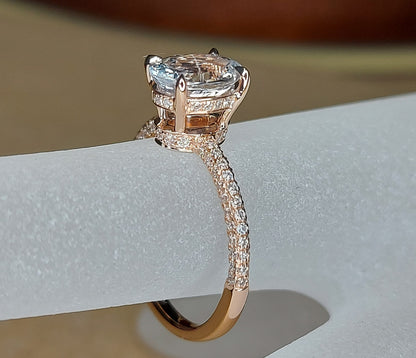 2 Ct Oval White Diamond, Sapphire Engagement Ring