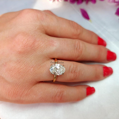 3 Ct IGI Certified Oval Lab Diamond Hidden Halo Engagement Ring