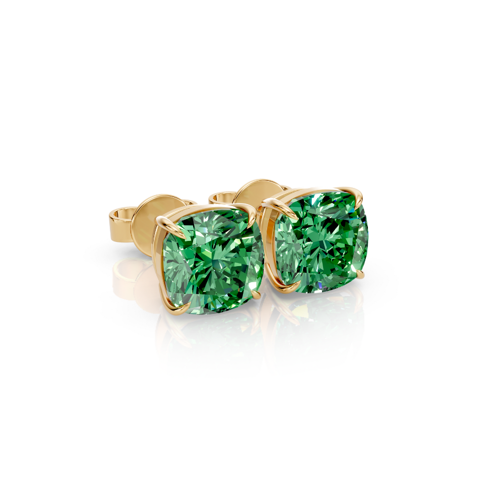 Puces d'oreilles diamant de couleur taille coussin Moissanite engagement ring in Gold or Platinum — custom handcrafted by Forever For Love