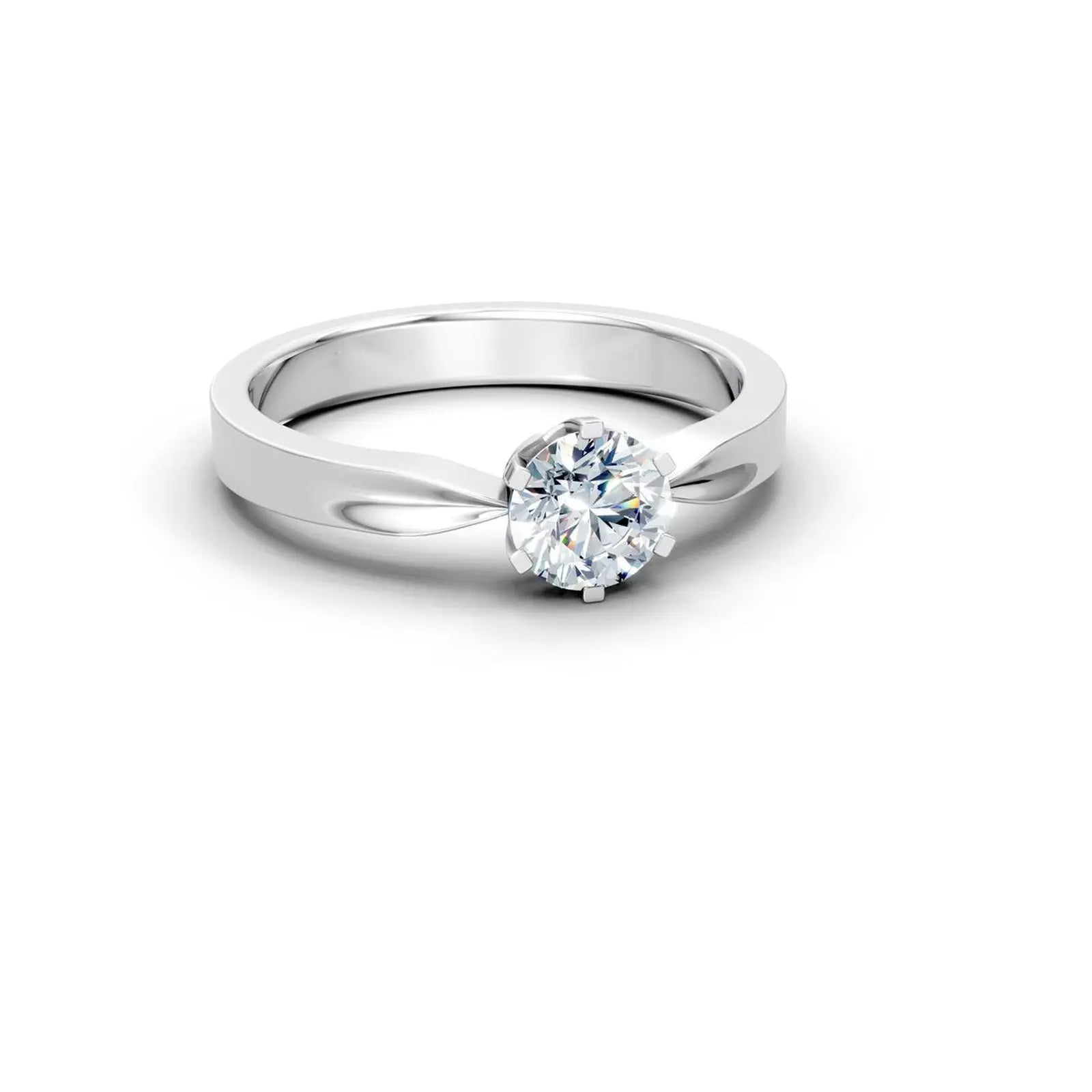 Six-Prong Round Diamond Engagement Ring with a Pinched Shank - Round