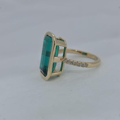 Marquise Diamond, Emerald Engagement Ring