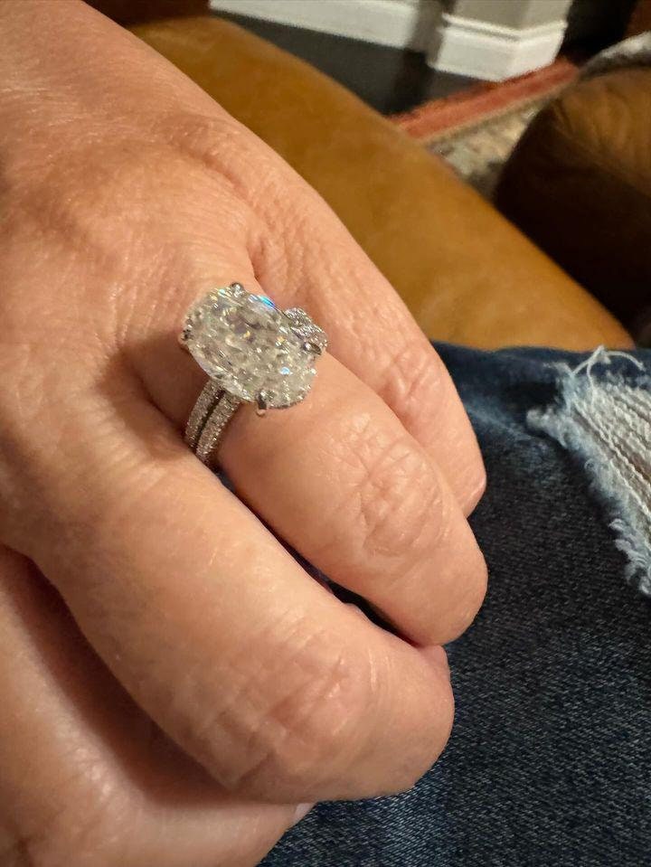 6 Ct Oval Diamond, Moissanite Hidden Halo Engagement Ring