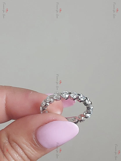 Round Lab Grown Diamond Wedding Band, 3 MM Round Lab Created Band, Matching Band, Floating Bubble Band, Solid Gold Unique Ring Enhancer.